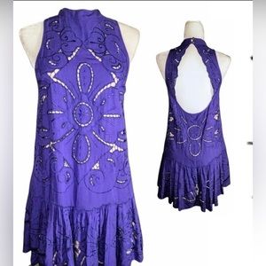 Free people blue open back cut out dress